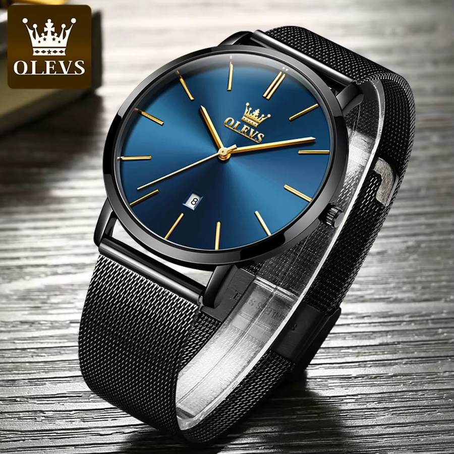 OLEVS Armbanduhr Quarz, Edelstahl, Blau, Herren - Bild 4