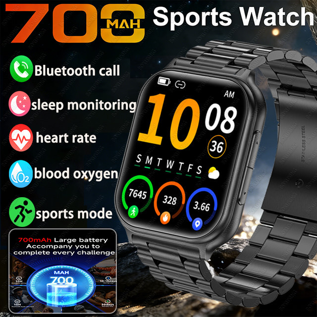 BOXUXING Smartwatch, Edelstahl, Schwarz, 1,83 Zoll, Unisex - Bild 1