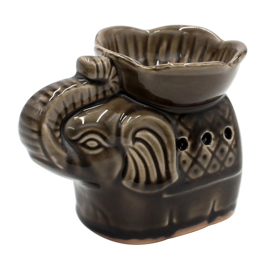 Dekohelden24 Duftlampe Elefant aus Keramik in Braun, B/H/T: 14 x 10 x 9 cm - Bild 2