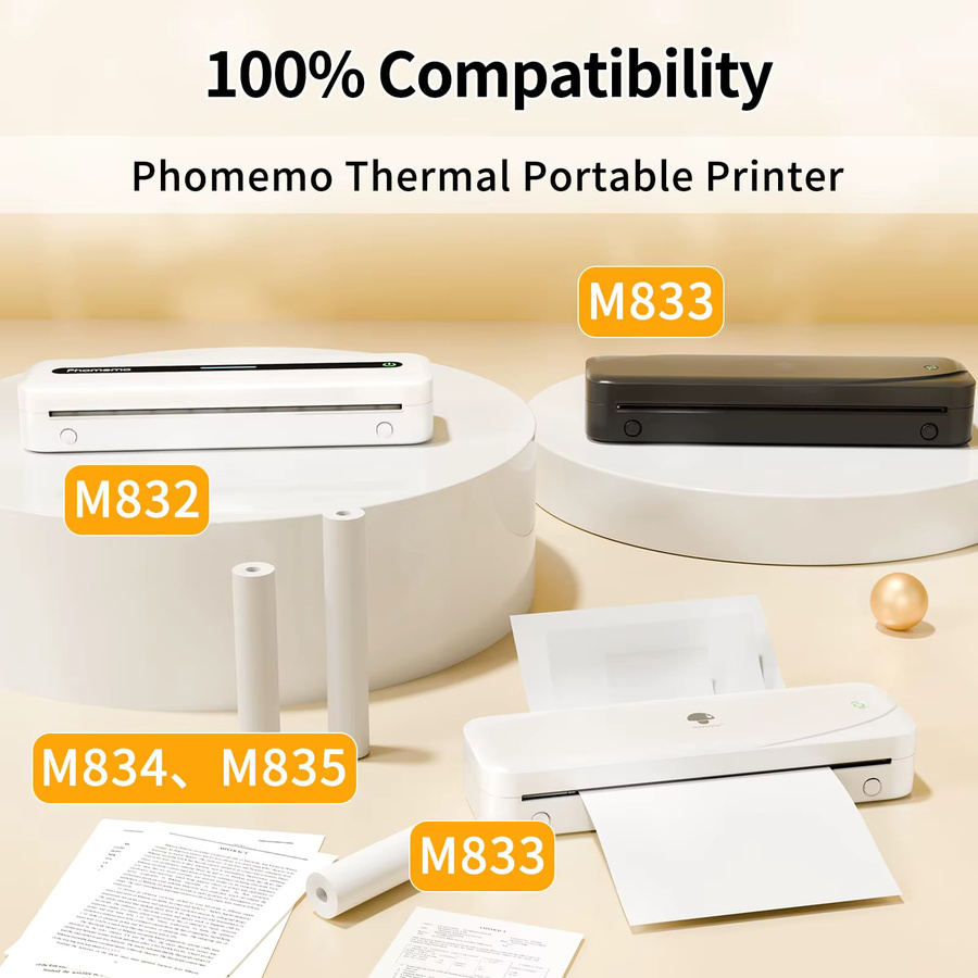 Phomemo Thermopapier Weiß für M08F M832 M834 M835 Drucker 110 mm Kontinuierliches Thermopapier - Bild 3