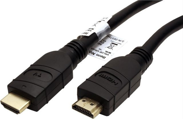 VALUE HDMI Anschlusskabel mit Ethernet, 25 m, 4K UHD Unterstützung, Schwarz, abgeschirmt und aktiv mit Signalverstärkung - Bild 1