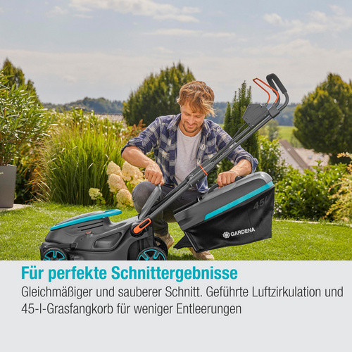 Gardena Akku-Rasenmäher PowerMax 37/36V Power For All mit Ladegerät, anthrazit/grau/türkis, B/T/H: 40 x 65 x 35 cm - Bild 3