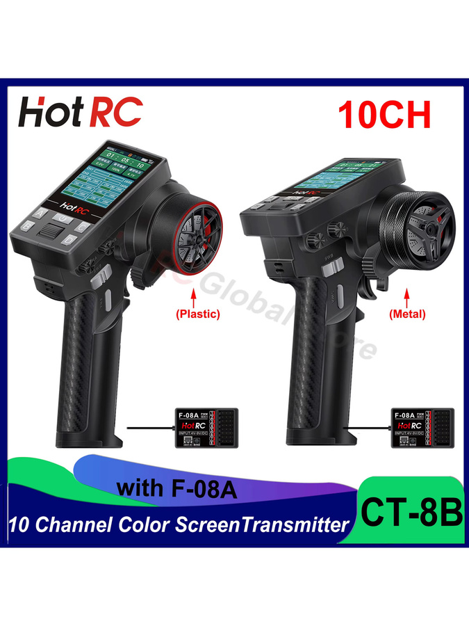 hotrc CT-8B Fernbedienung, 10ch 8 kanäle, farbbild schirm, 2,4g, F-08A empfänger sender, black - Bild 5