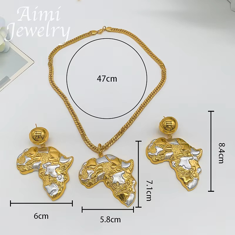 HIPUNK Schmuck-Set, Afrika Karte, 18K vergoldet, Damen - Bild 3