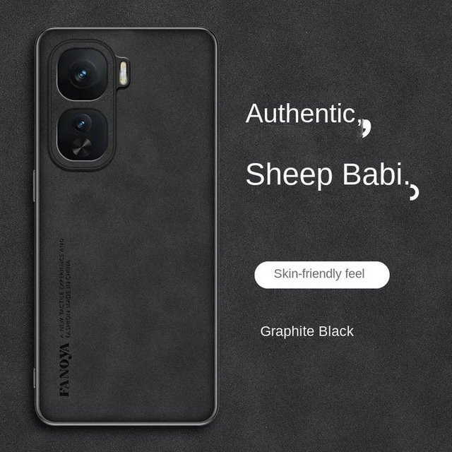 Skinsheep Matte Lederhülle für IQOO Neo 10 Pro Plus in Schwarz mit stoßfestem Silikon-Kameraschutz - Bild 1