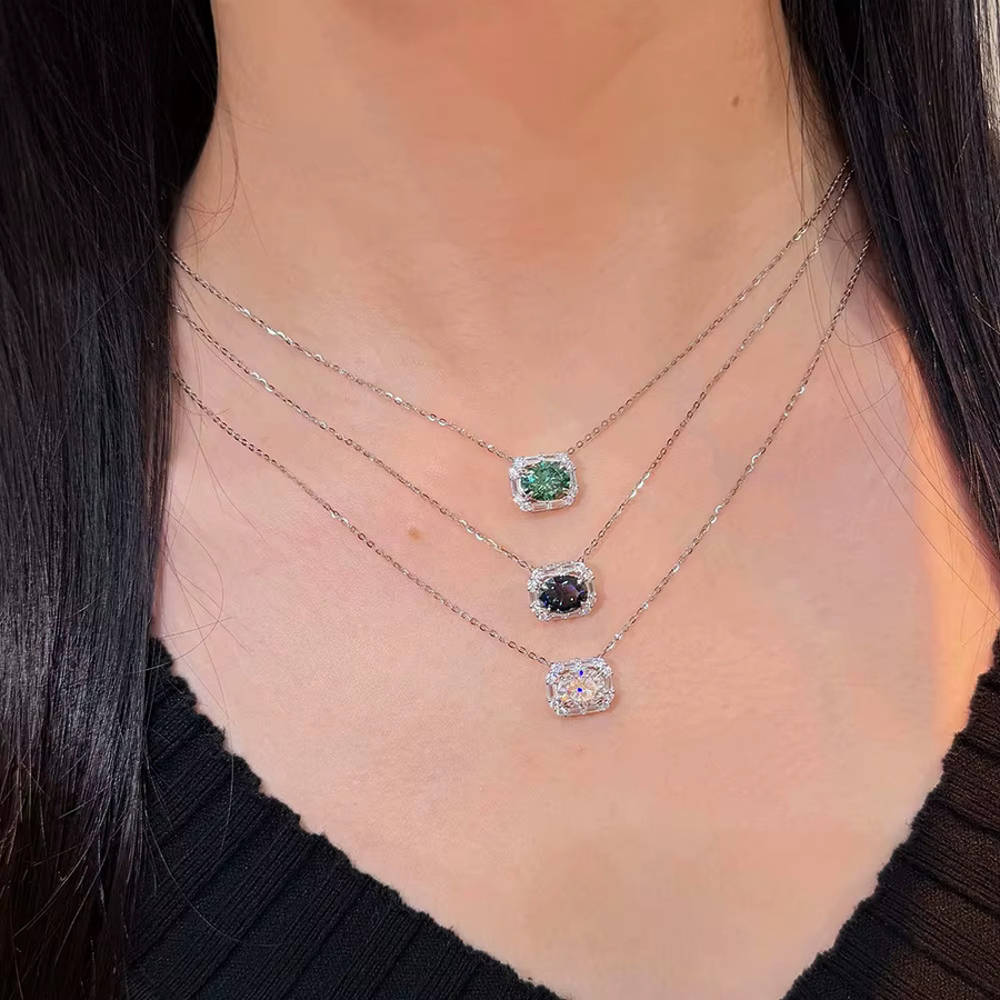 BXINY Halskette, Moissanit Anhänger, 925 Silber, Diamant, Damen - Bild 3