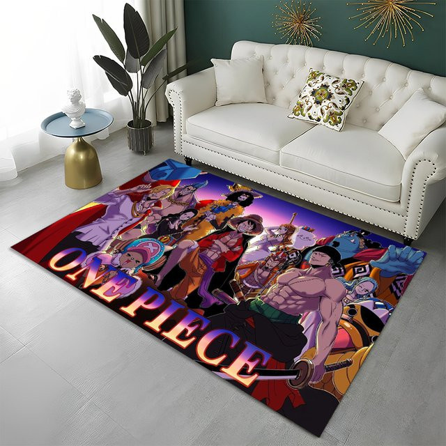 MINISO One Piece 3D Cartoon Anime Teppich, rutschfeste Bodenmatte für Kinderzimmer, Schlafzimmer und Wohnzimmer, Mehrfarbig, B/T: 60 x 40 cm - Bild 1