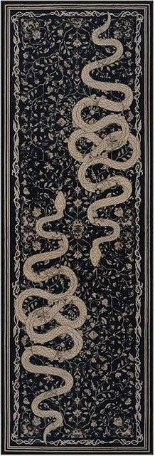 WEN-july Teppichläufer Schwarz, Maschinenwaschbarer Flur Teppich mit floralem Design, B/T: 50 x 180 cm - Bild 1