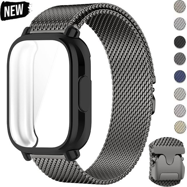 FancyWrist Uhrenarmband mit Hülle, Edelstahl, Schwarz, Unisex - Bild 1