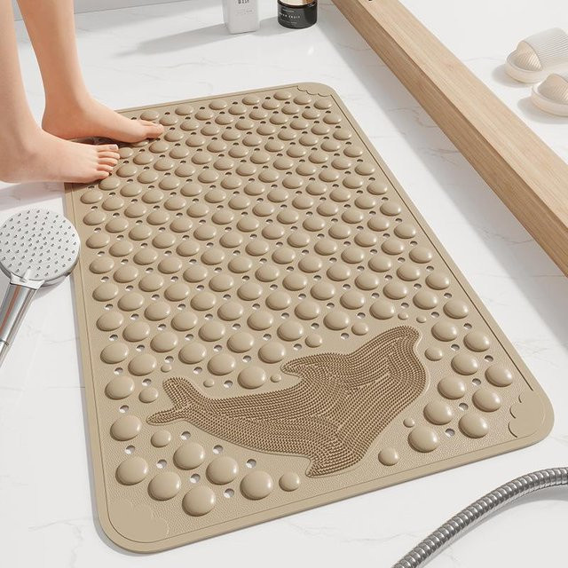 Yiran Furniture Badematte mit Massagefunktion und Saugnäpfen, Beige, B: 44 cm, T: 75 cm - Bild 1