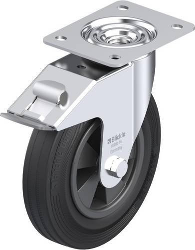 Blickle Lenkrolle LE-VPP 200G-FI mit Feststeller in Schwarz und Silber, Rad-Durchmesser: 20 cm, Tragfähigkeit: 205 kg - Bild 1