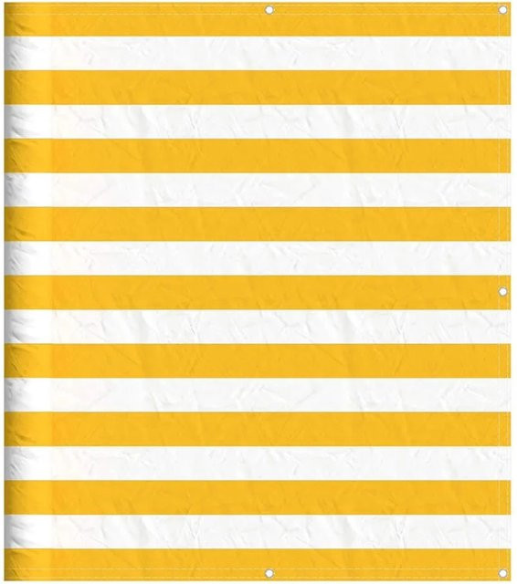 vidaXL Balkon-Sichtschutz aus Polyester-Oxford mit PU-Beschichtung, Gelb-Weiß Gestreift, Breite: 120 cm, Länge: 700 cm - Bild 1