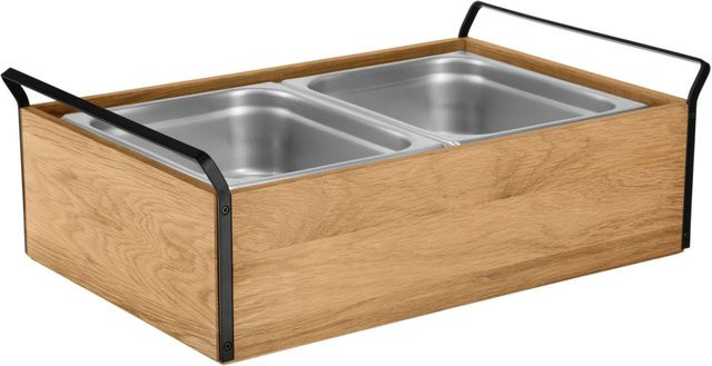 VEGA Buffet-Kühltablett Esino hoch in Eiche, Schwarz und Edelstahl mit 2x GN 1/2 und GN 1/1, B/T/H: 38,6 x 61,9 x 20,9 cm - Bild 1