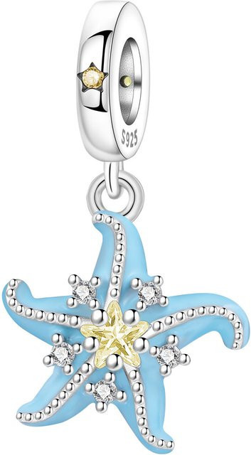 PANPOKI Anhänger 925 Silber, Blauer Seestern, Perle, Zirkonia, Unisex - Bild 1