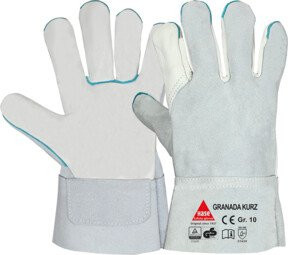 Hase Granada Short Arbeitshandschuh aus Rindnarbenleder in Weiß, Größe 10 - Bild 1