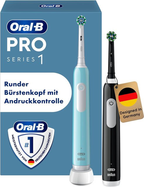 Oral-B Pro Series 1 Elektrische Zahnbürste, Doppelpack, Blau/Schwarz - Bild 1