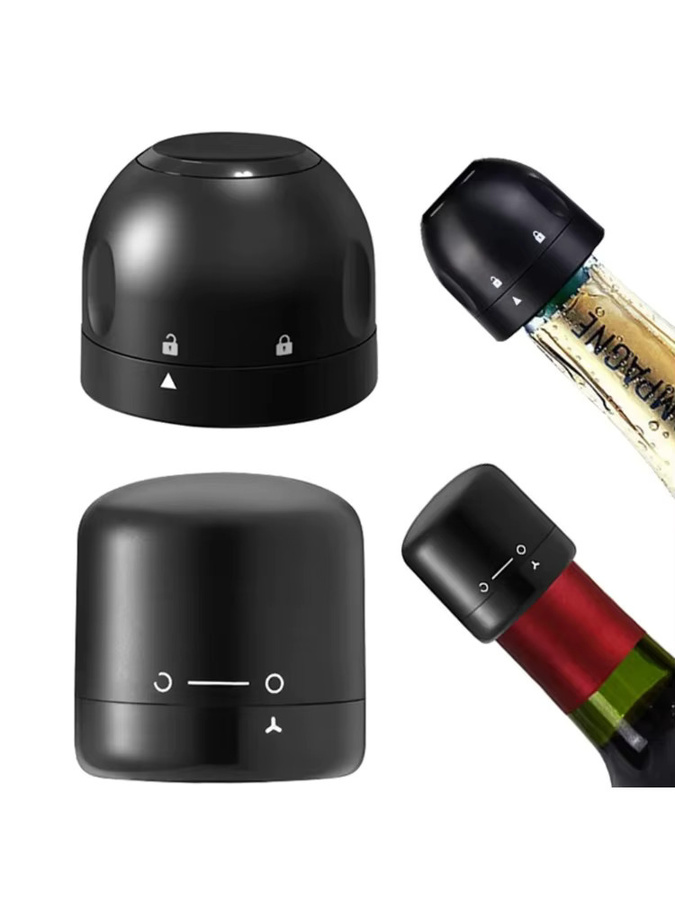 SUNFILI Vakuum-Weinverschluss aus Silikon in Schwarz zur Frischeerhaltung von Rotwein und Champagner - Bild 7