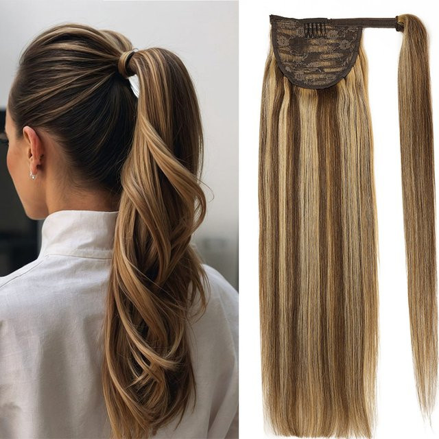 ALI-BEAUTY Echthaar-Pferdeschwanzverlängerung, Brasilianisches Remy-Haar, Unisex - Bild 1