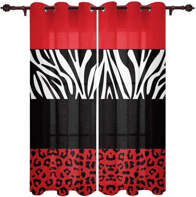 Super Six Vorhang mit Leoparden- und Zebra-Muster in Lila und Rot, semi-transparent, Breite: 135 cm, Höhe: 60 cm - Bild 1