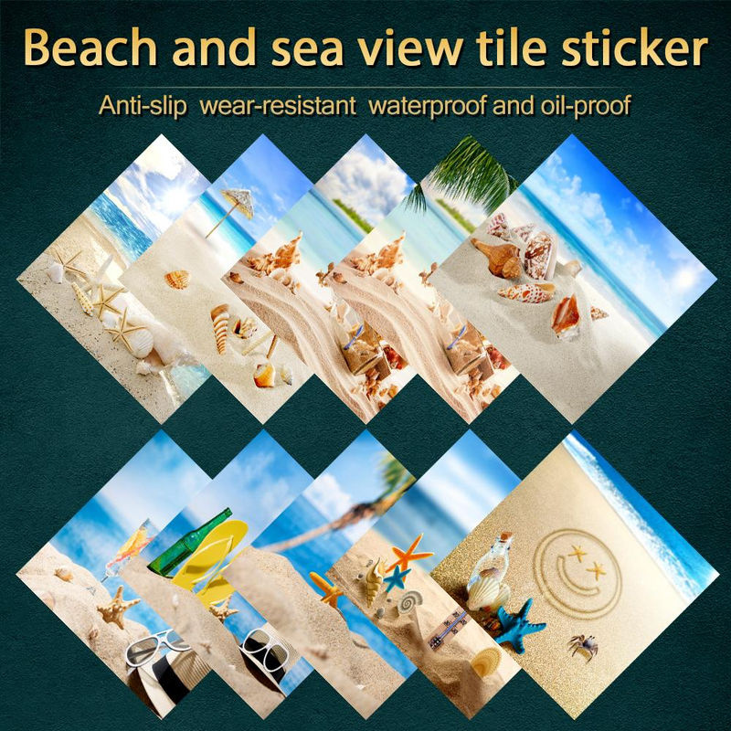 Sticker House Wandtattoos Strandlandschaft Muschelfliesen Aufkleber, 10 Stück, wasserdicht, PVC, B/H: 10 x 10 cm, Mehrfarbig - Bild 3