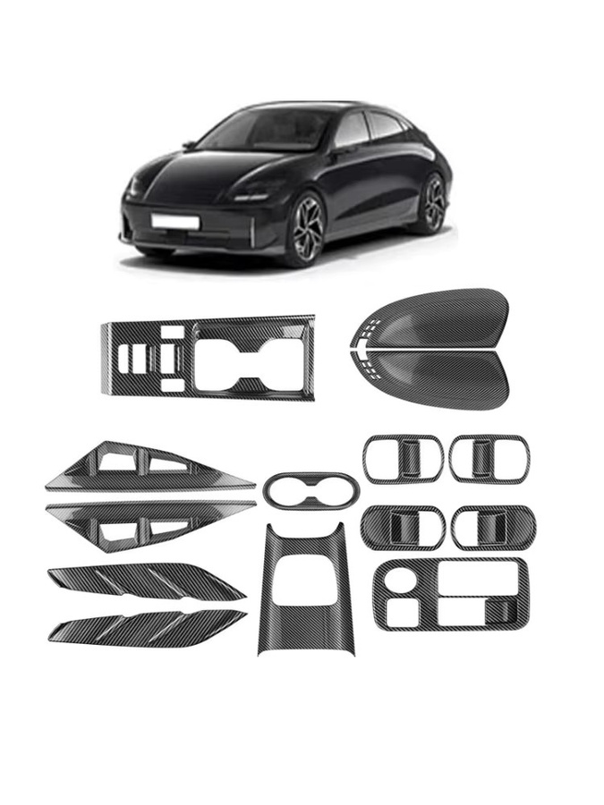 Aicty Carbon Zubehör Set für Hyundai IONIQ 6 in Schwarz für Schaltschalter und Lüftungsdüsen - Bild 3