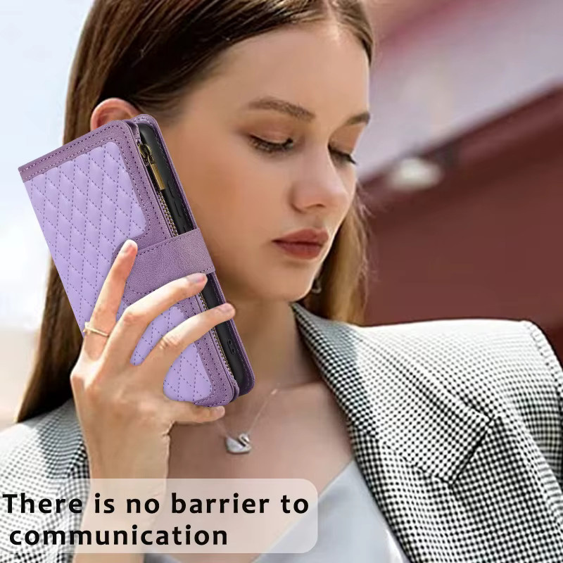 Leder Brieftasche mit Reißverschluss und Kartenfach als Handyhülle für Samsung Galaxy A-Serie in Braun oder Lila - Bild 2