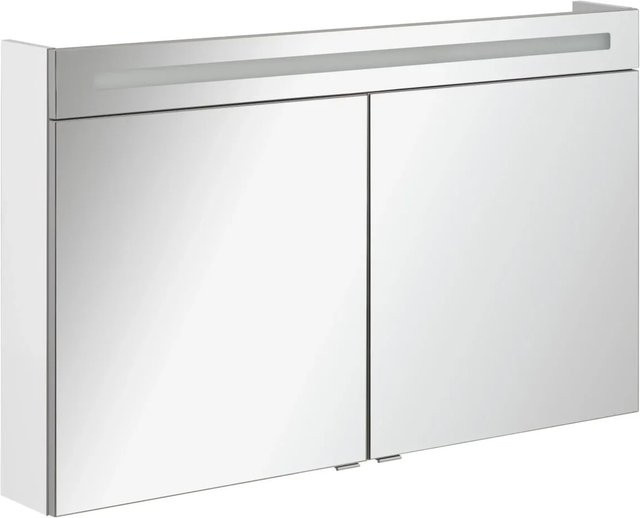 Fackelmann Spiegelschrank B.clever in Weiß und Grau mit LED-Beleuchtung und Softclose-Türen, B/H/T: 120 x 71 x 15,8 cm - Bild 1