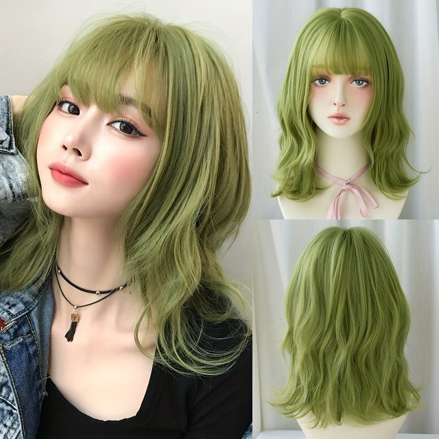 7JHH WIGS Perücke, schulterlang, gewellt, vanillegrün, Damen - Bild 1