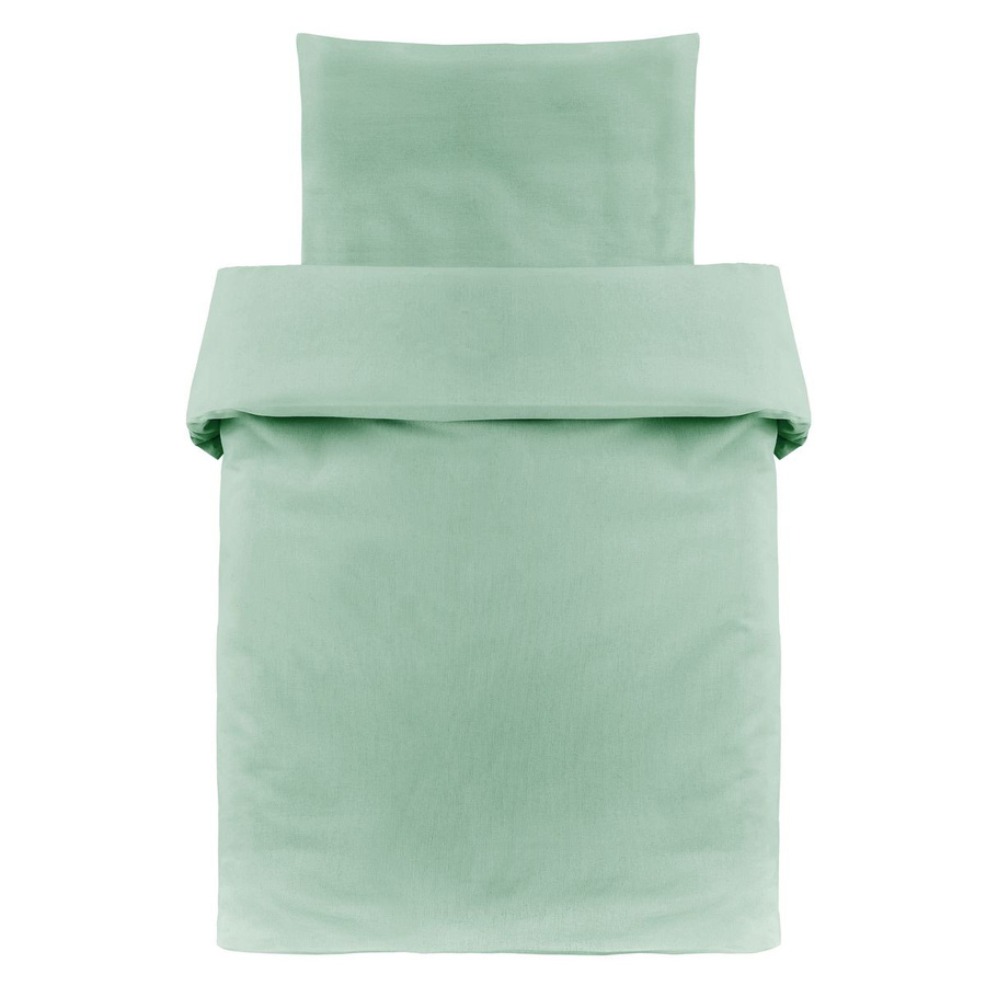 Makian Bettwäsche Set aus Baumwolle in Icegreen Uni mit Bettbezug und Kissenbezügen - Bild 1