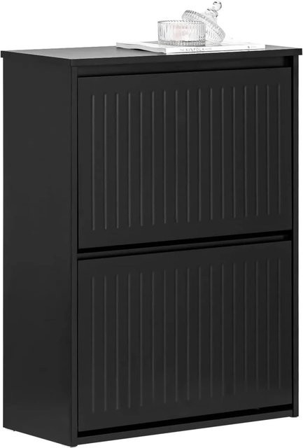 SoBuy Schuhschrank FSR165-K-SCH mit 2 Klappen in Schwarz - Bild 1