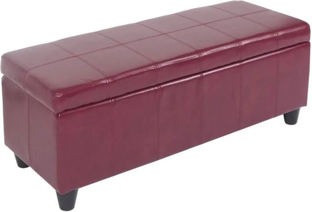 MCW Sitzbank Arezzo mit Aufbewahrung aus Leder und Kunstleder, Rot, B/T/H: 112 x 45 x 45 cm - Bild 2