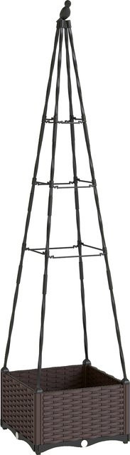 Outsunny Pflanzkasten mit Metall-Rankgitter in Schwarz, erhöhter Pflanzkübel aus Kunststoff für Kletterpflanzen, B/T/H: 40 x 40 x 175 cm - Bild 1