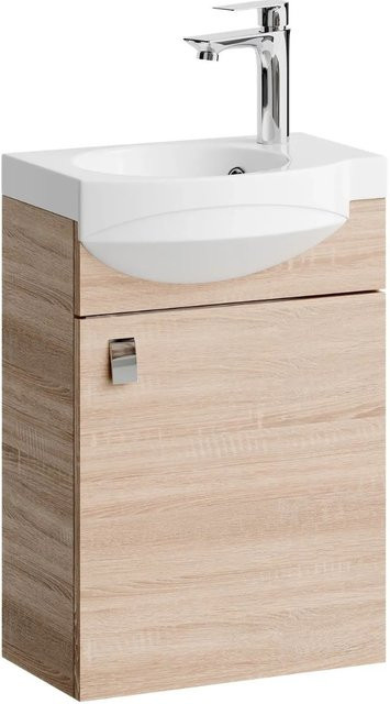 Planetmöbel Waschtischunterschrank Sonoma Eiche mit Keramikwaschbecken und Soft-Close-Türen, Breite: 40 cm - Bild 1