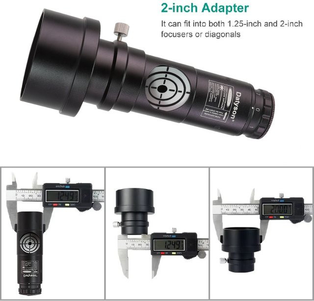 Daytson Newton-Spiegelteleskop 1,25-Zoll mit 2-Zoll-Kollimatoradapter für Astrofotografie in Schwarz - Bild 1