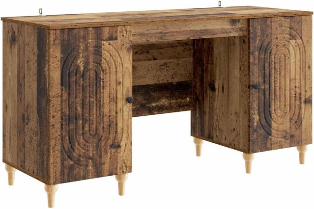 vidaXL Schreibtisch mit Regal in Altholz-Optik, braun, B/T/H: 142,5 x 50 x 75 cm - Bild 1