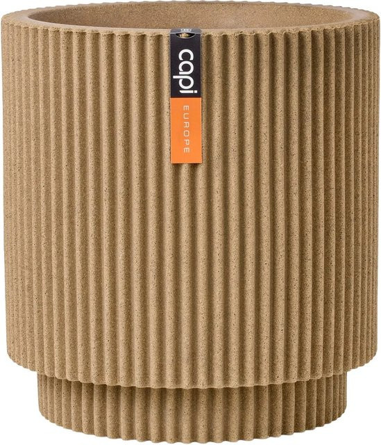 Capi Europe Blumentopf Zylinder Groove NL Beige Durchmesser: 36 cm, Höhe: 38 cm - Bild 1