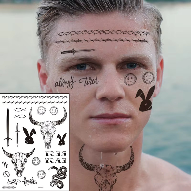 ROCOOART Temporäres Tattoo, Bull Skull Design, Herren - Bild 2