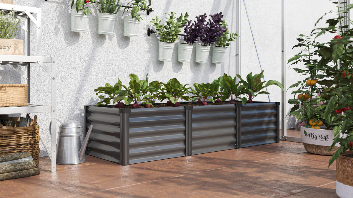 Vitavia Hochbeet Linus IN & OUT 401 S, Granit/Schwarz, B: 65 cm, L: 185 cm, H: 40 cm - Bild 2
