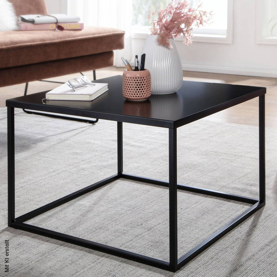 Wohnling Couchtisch modern in Schwarz aus Metall B/T/H: 60 x 60 x 40 cm - Bild 4