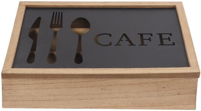 Besteckkasten DKD Home Decor Vintage aus Metall und Aluminium in Braun und Schwarz, B/T/H: 25 x 18 x 6 cm - Bild 1