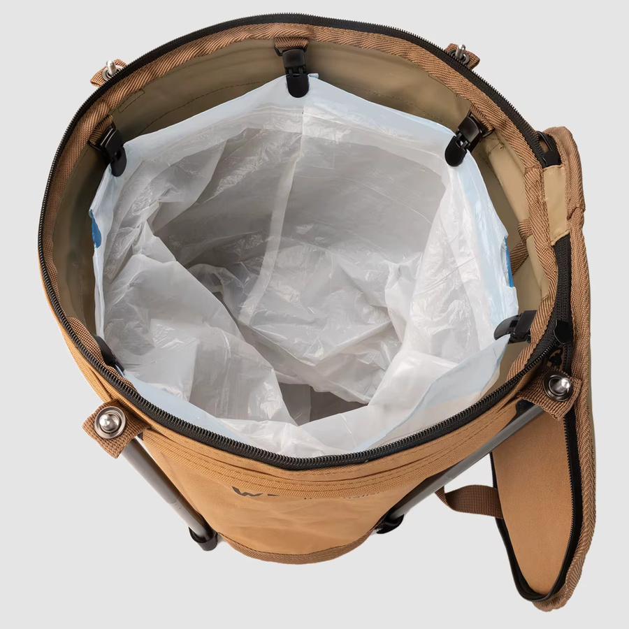 WELLHIKE Outdoor-Mülleimer faltbar und tragbar für Camping und Auto, 20 l, grün/beige, B: 36,0 cm, T: 33,0 cm, H: 16,0 cm - Bild 5