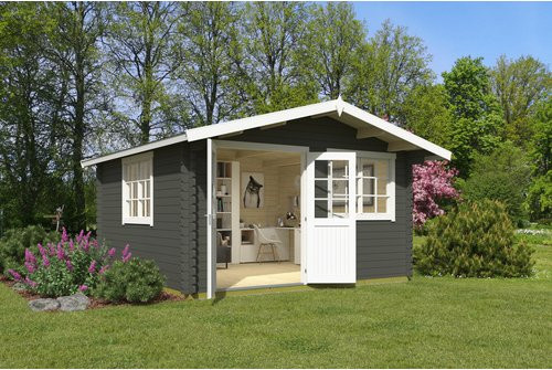 Lasita Gartenhaus Norderney Blockbohlenhaus mit 3 Satteldächern in Grün, B/H/T: 444,6 x 256,5 x 480 cm - Bild 1