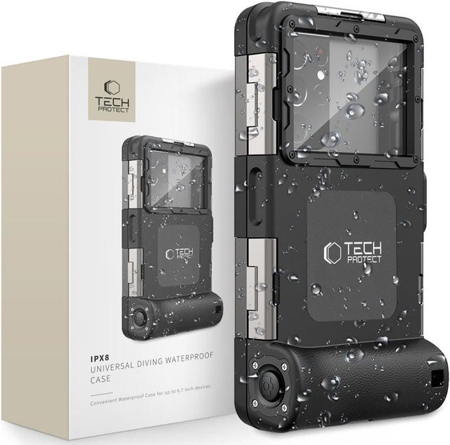 Tech-Protect IPX8 Universelle Wasserdichte Tauchertasche für Smartphones von 4,7 bis 6,7 Zoll in Schwarz - Bild 1