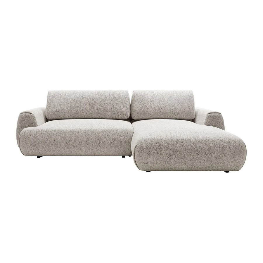 Vente-unique Schlafsofa Monelia in Lichtgrau mit L-Form und meliertem Stoff - Bild 2