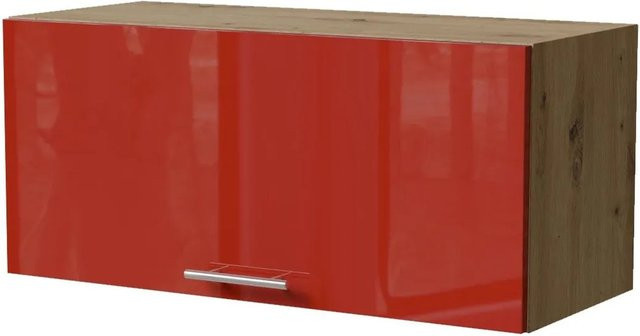 Feldmann-Wohnen Klapphängeschrank Brerra W4B Eiche Artisan und RAL 3002 Karminrot Hochglanz mit Blum Aventos Klappenbeschlag B/T/H: 80 x 32,5 x 36 cm - Bild 1