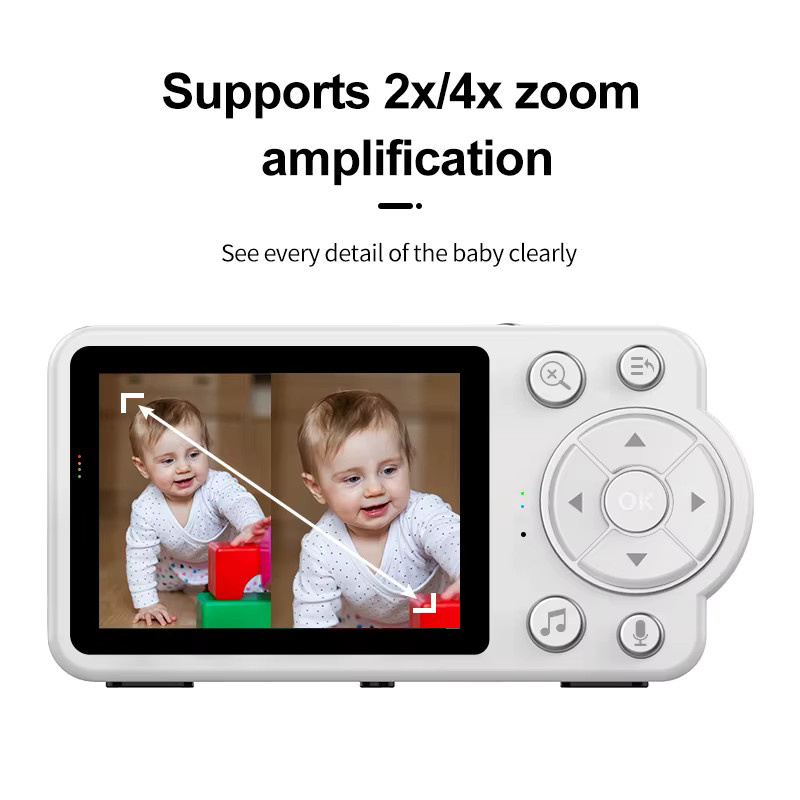 DANMINI Babyphone Wireless Indoor mit 5,5-Zoll-Überwachungsvideo, Zwei-Wege-Audio und Nachtsicht, Farbe: Weiß - Bild 2