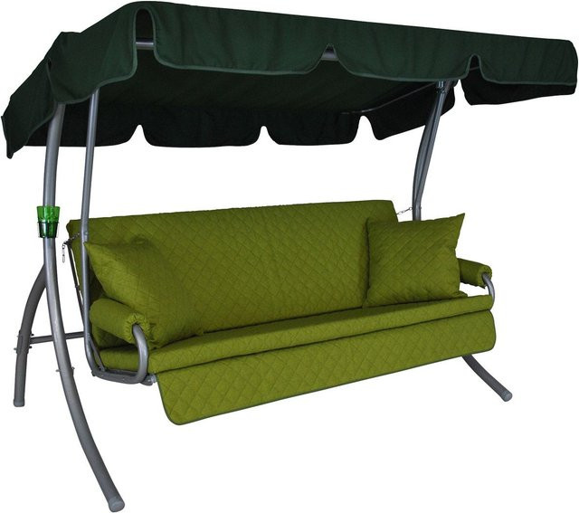 ANGERER Hollywoodschaukel LIVING 3-Sitzer Grün mit Sonnen canopy und Polsterung, B/T/H: 240 x 160 x 145 cm - Bild 1