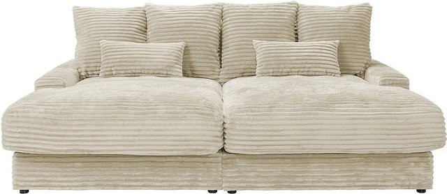Calazo Sofa in Beige mit Cord-Bezug und Armlehnen, Breite: 232 cm - Bild 1