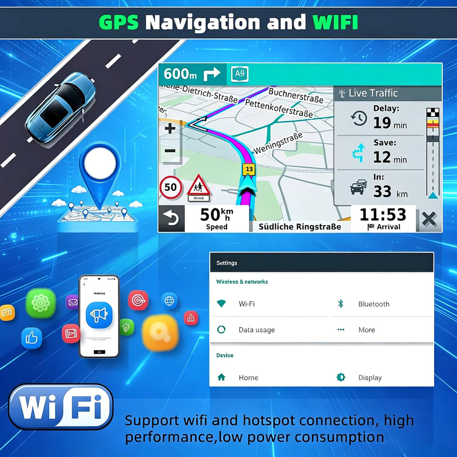 MOPECT Android 15 Autoradio mit Carplay und 4G für Mercedes Benz E-Klasse W211 E200 E220 E300 E350 E240 E270 E280 W463 W209 W219, 4GB RAM + 128GB Speicher, Schwarz - Bild 4