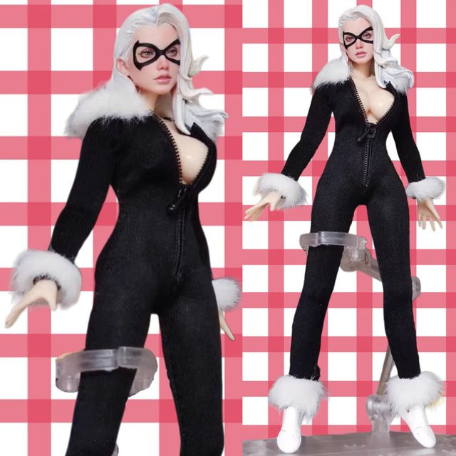 SnailShell Catwoman Schwarzer Katzen-Body, enger Overall, Maßstab 1:12 - Bild 1
